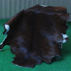 Rustic Dark Brown Goat Hide Rug - Genuine Leather for Timeless Home Styling