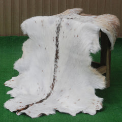Luxurious Brown & White Goat Skin Rug - Handmade Pure Goat Skin Floor Rug - Unique Design - Hypoallergenic & Kid-Friendly - Non-Shedding