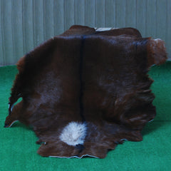 Handcrafted Dark Brown Goat Hide Rug - Soft, Natural Leather for Home Décor