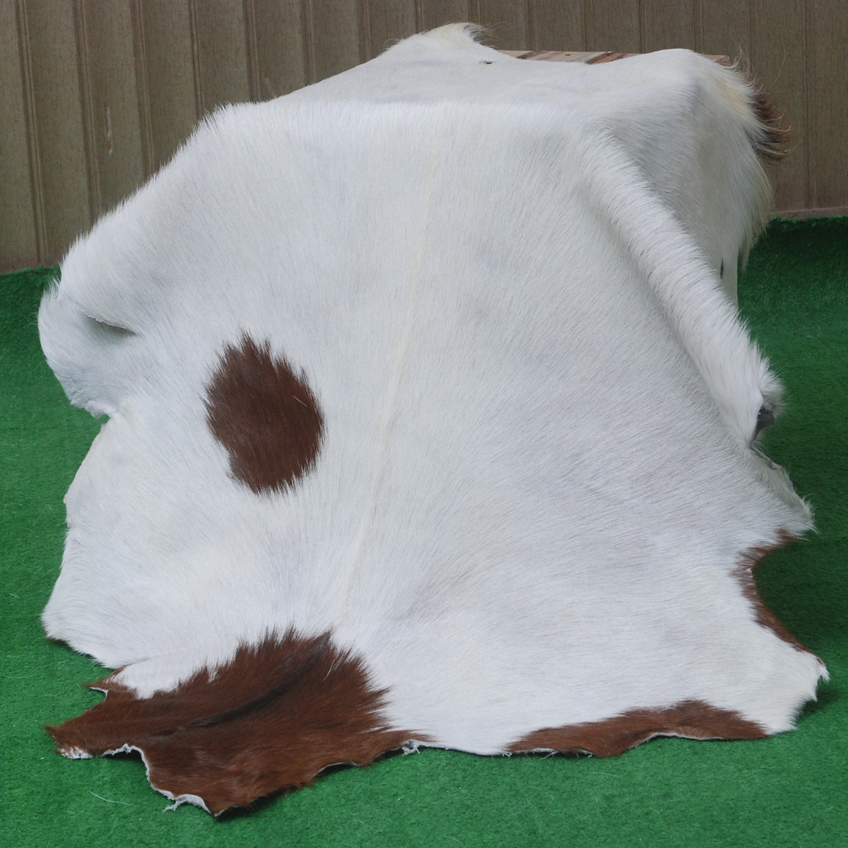 Rustic Dark Brown Goat Hide Rug - Genuine Leather for Timeless Home Styling