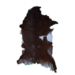Elegant Dark Brown Goat Skin Rug - Natural Hair-On Accent for Floors or Walls
