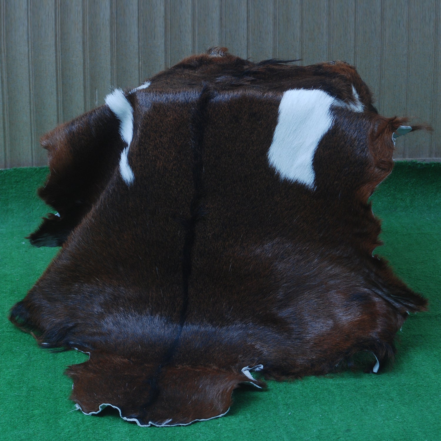 Authentic Dark Brown Goat Hide Rug - Unique Pattern for Modern and Classic Décor