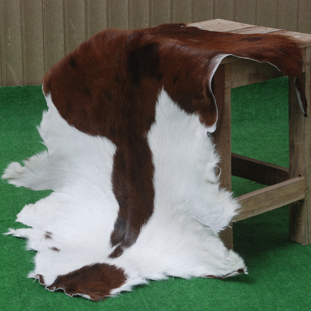 Natural Hair-On Dark Brown Goat Skin Rug - Elegant and Durable for Any Room