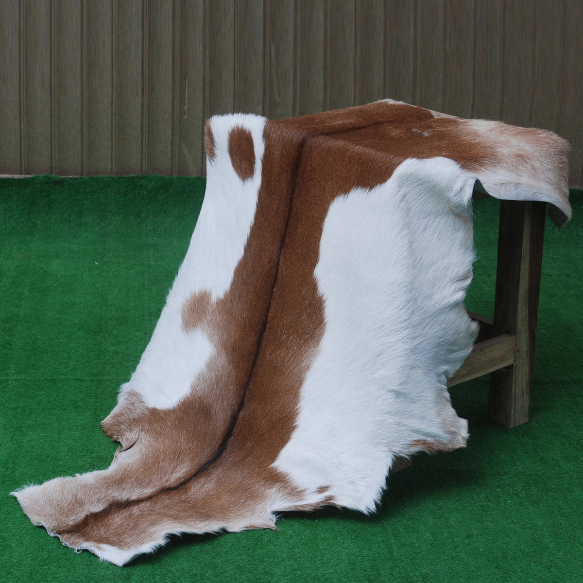 Elegant Dark Brown Goat Skin Rug - Natural Hair-On Accent for Floors or Walls