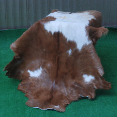 Rustic Dark Brown Goat Hide Rug - Genuine Leather for Timeless Home Styling