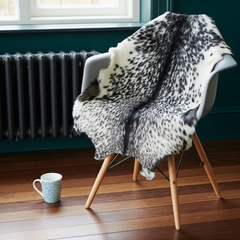 Authentic Black and White Goat Skin Rug - Perfect for Modern and Classic Décor