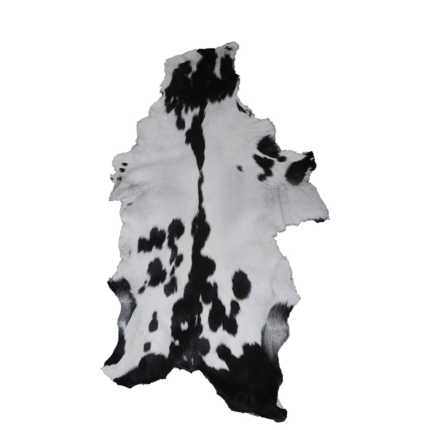 Handcrafted Black and White Goat Skin Rug - Soft and Durable Hair-On Leather