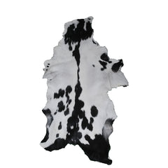 Handcrafted Black and White Goat Skin Rug - Soft and Durable Hair-On Leather