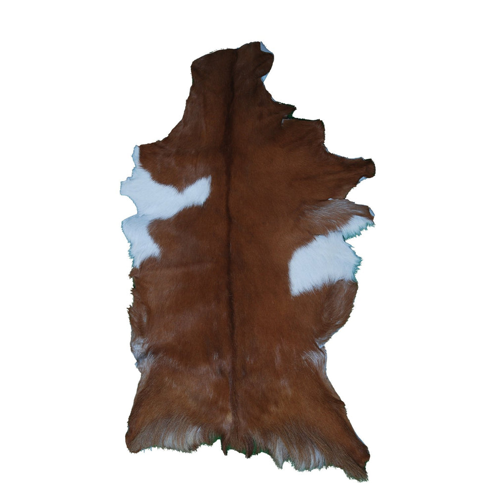 Luxury Brown & White Goat Hide Rug | Premium Hair-On Skin Rug for Home Decor - Celestial Leather Limited