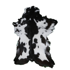 Elegant Black and White Goat Hide Rug - Perfect Accent for Any Room