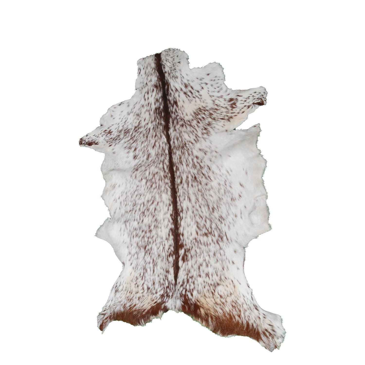 Luxurious Brown and White Goat Skin Rug - Premium Hair-On Eco-Friendly Goatskin Rug with Unique Patterns and Non-Slip Suede Back - Celestial Leather Limited