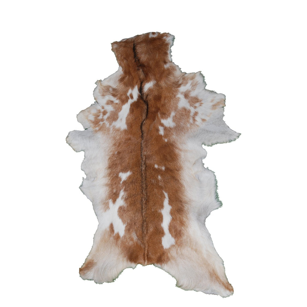 Luxury Brown & White Goat Skin Rug - Premium Handcrafted Hide Rug for Home Decor - Celestial Leather Limited