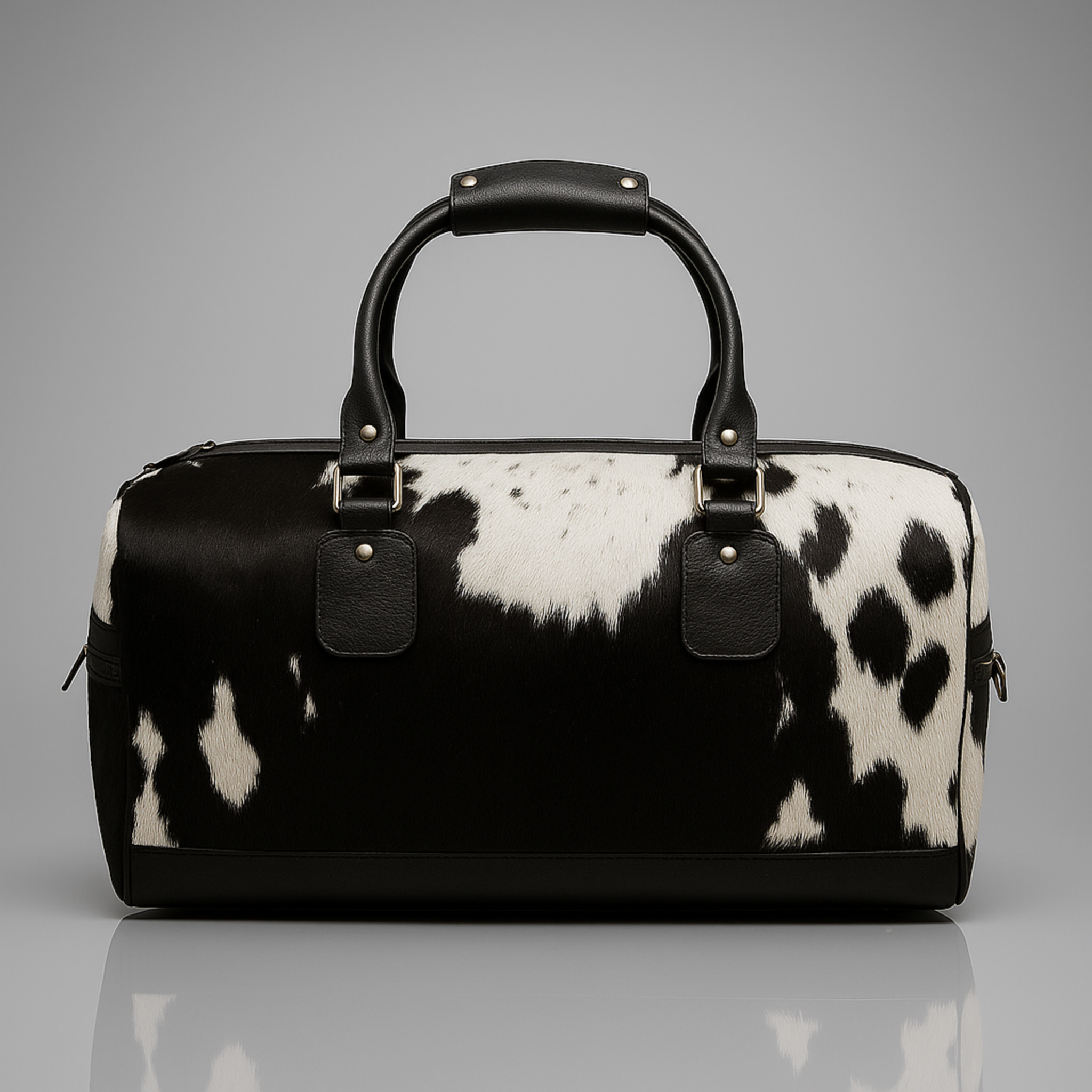 Handcrafted Cowhide Leather Travel Duffle with Pony Hair Finish - Stylish & Durable Shoulder Tote Bag for Men - Women