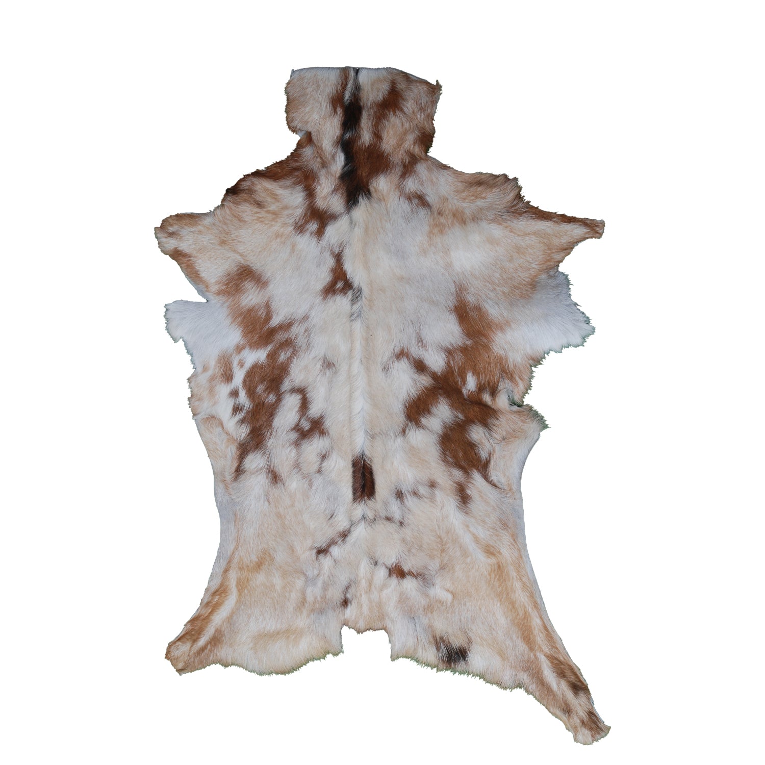 Natural Tri-Color Goat Hide Rug - Luxurious Accent for Rustic and Modern Spaces