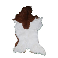 Luxurious Brown and White Premium Goat Hide Hair-on Rug - Handpicked, Handcrafted, and Eco-Friendly Sheepskin Rug for Home Décor