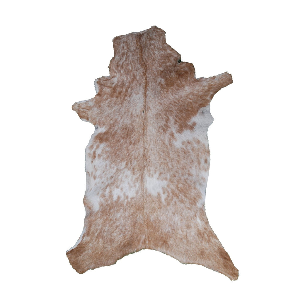 Luxurious Brown and White Goat Hide Rug - Premium Hair-On Natural Goatskin with Unique Patterns and Non-Slip Suede Back - Celestial Leather Limited