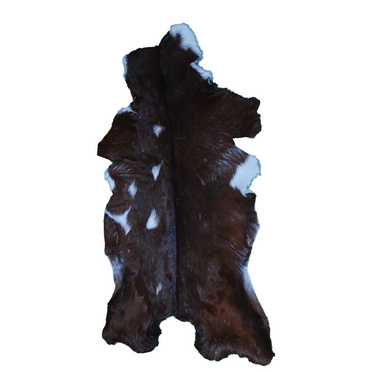 Rustic Dark Brown Goat Hide Rug - Genuine Leather for Timeless Home Styling