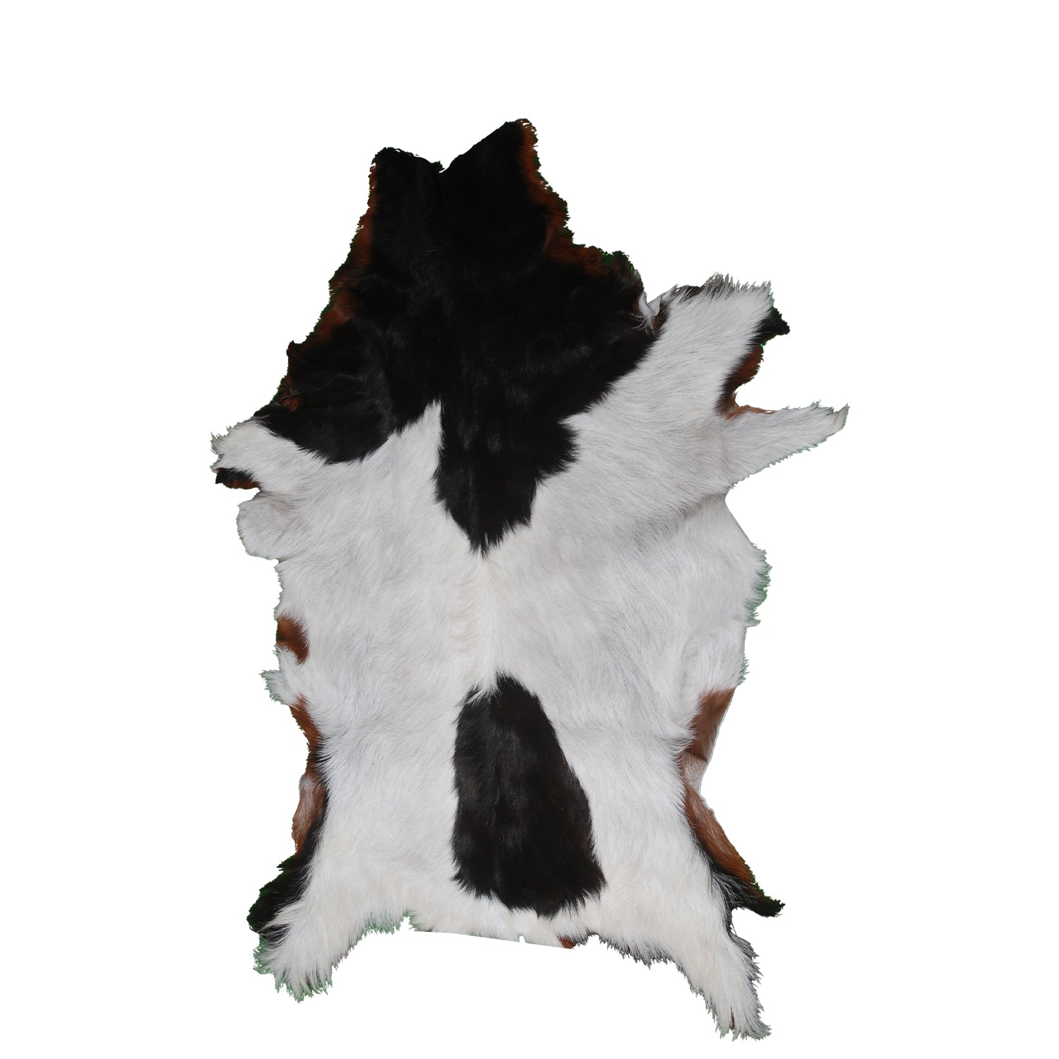 Handcrafted Black and White Goat Skin Rug - Soft and Durable Hair-On Leather