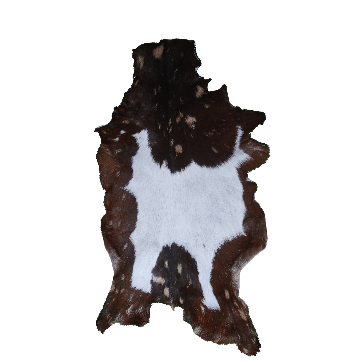 Decorative Brown and White Goat Hide Rug - Perfect for Floor or Wall Accents