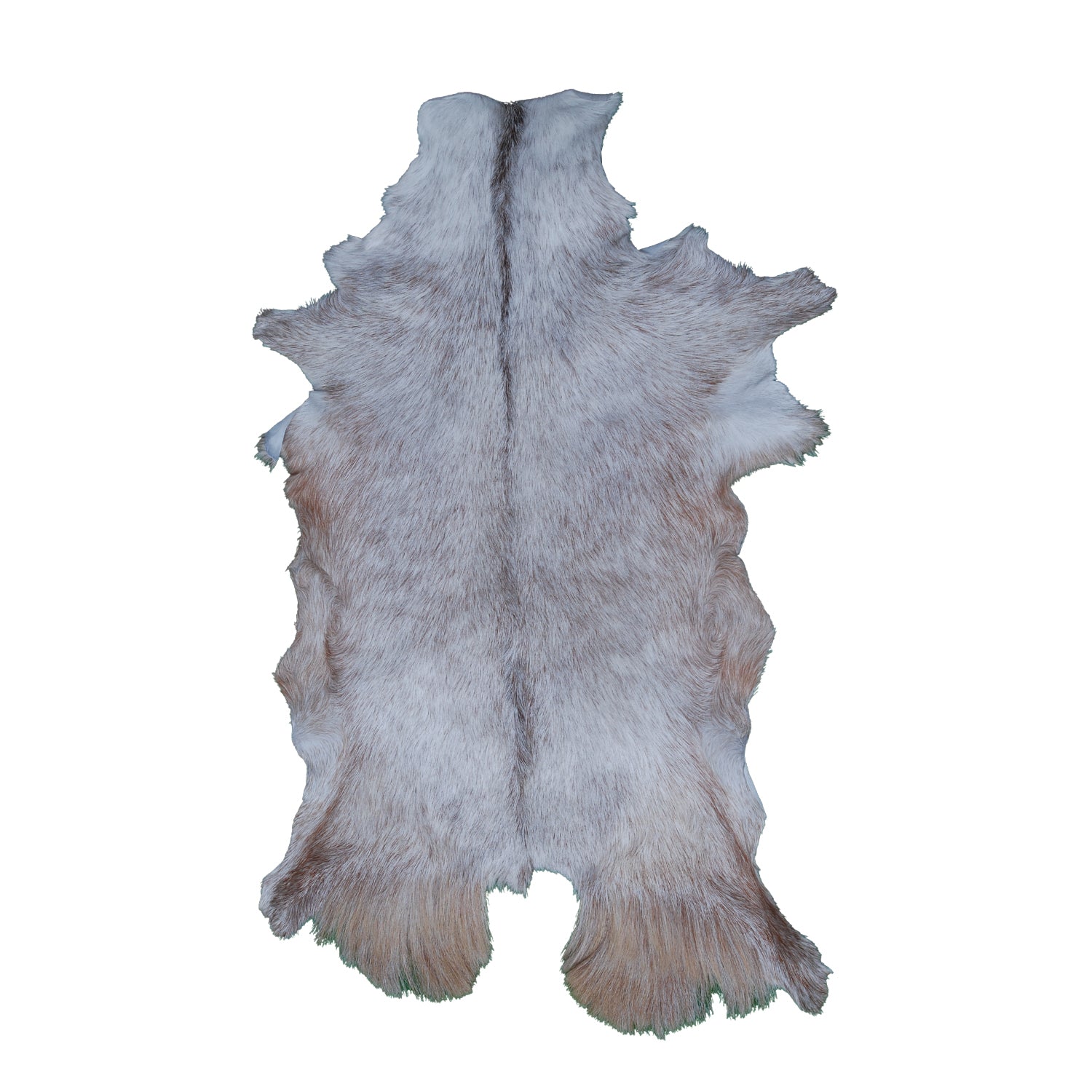 Luxurious Brown and White Goat Hide Rug - Natural Hair-On Leather for Home Styling