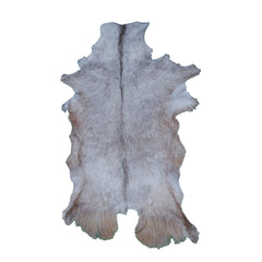 Luxurious Brown and White Goat Hide Rug - Natural Hair-On Leather for Home Styling