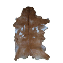 Luxurious Brown and Black Genuine Goat Hide Rug - Premium Hair-On Goat Skin Rug - Celestial Leather Limited