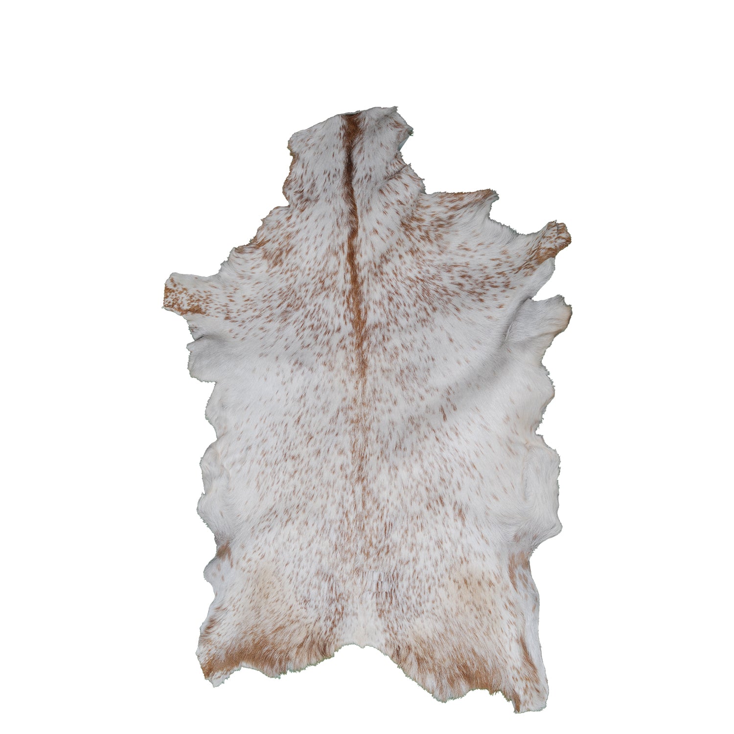 Rustic Brown and White Goat Skin Rug - Unique Pattern for Modern and Classic Décor