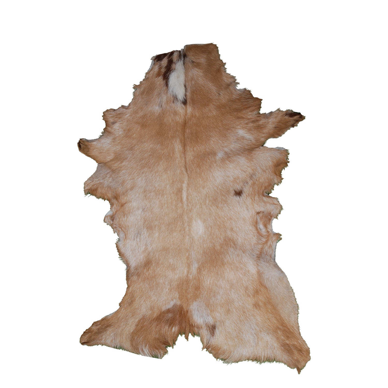 Elegant Brown and White Goat Hide Rug - Perfect Accent for Living Room or Bedroom