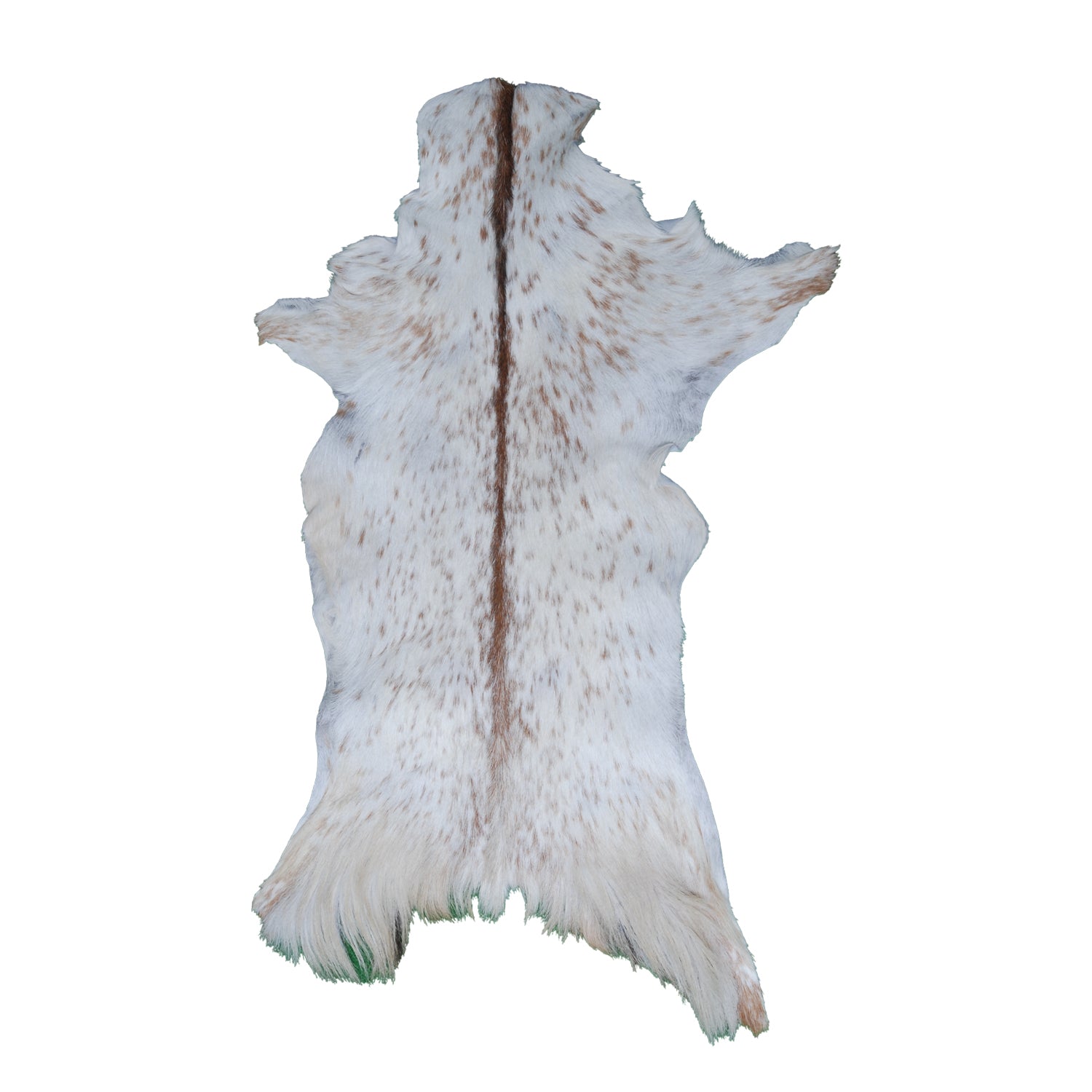 Handcrafted Brown and White Goat Skin Rug - Soft, Durable, and Elegant Décor