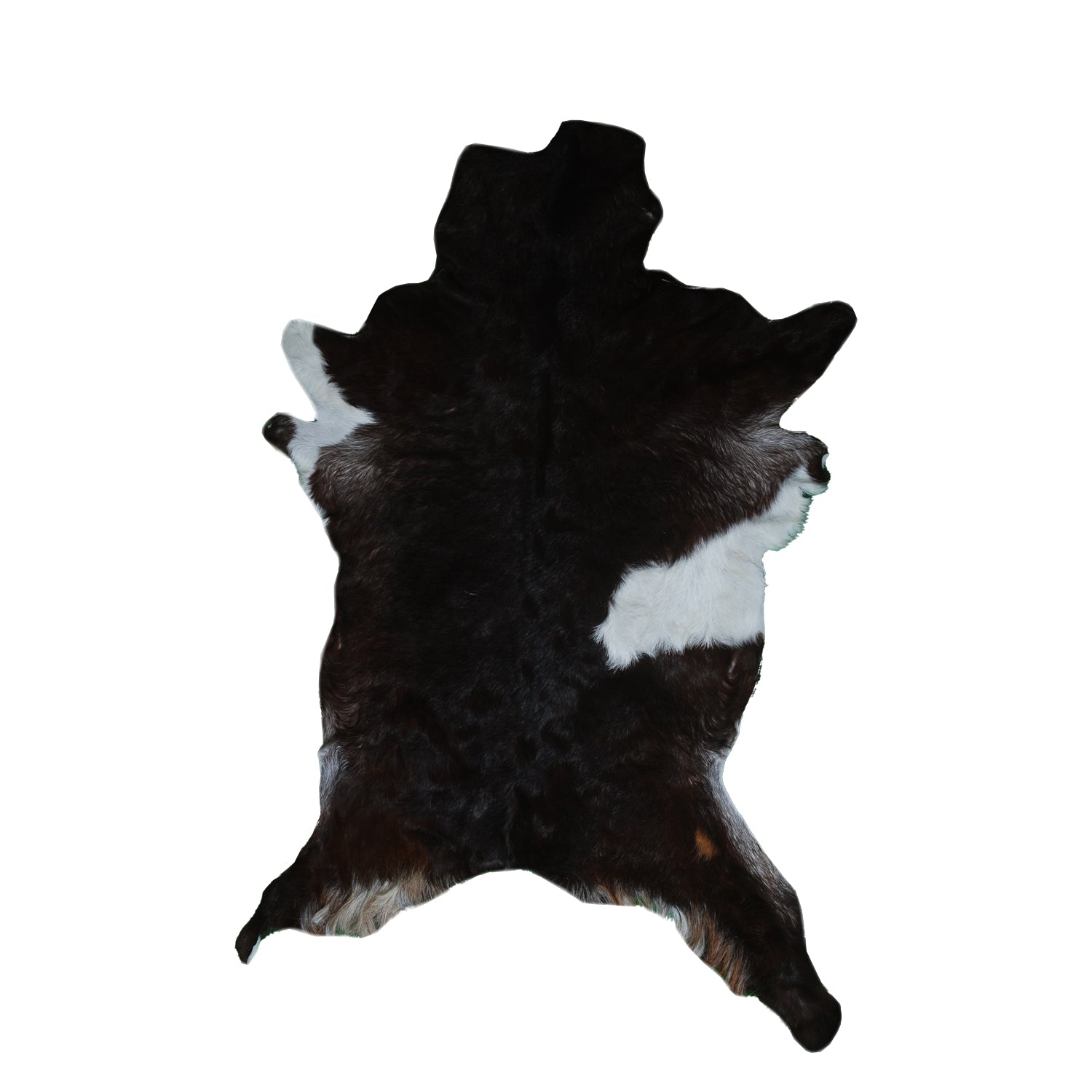 Stylish Black and White Goat Hide Rug - Unique Natural Pattern for Modern Homes