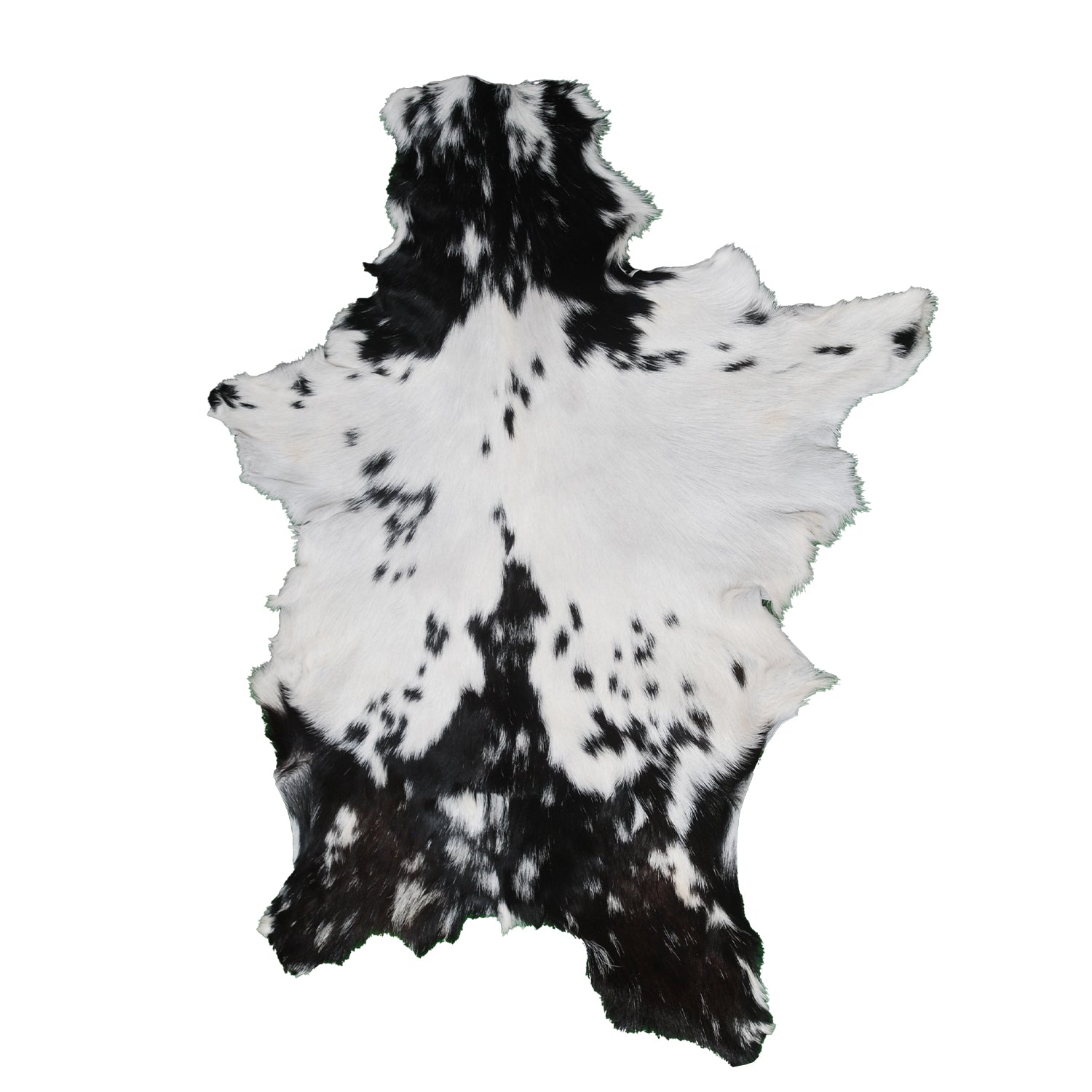 Stylish Black and White Goat Hide Rug - Unique Natural Pattern for Modern Homes