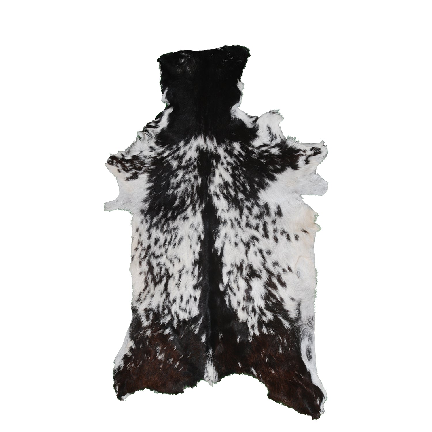 Decorative Black and White Goat Skin Rug - Genuine Leather for Sophisticated Spaces