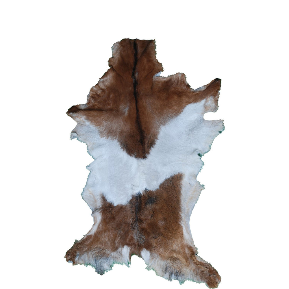 Premium Handcrafted Brown and White Goat Skin Rug - Luxury Hair-on Goatskin Rug for Elegant Spaces - Celestial Leather Limited