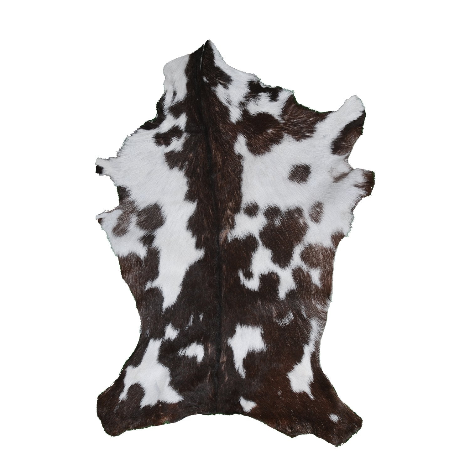 Luxurious Brown and White Goat Hide Rug - Premium Hair-On Rug with Unique Patterns and Non-Slip Suede Back - Sustainable and Eco-Friendly