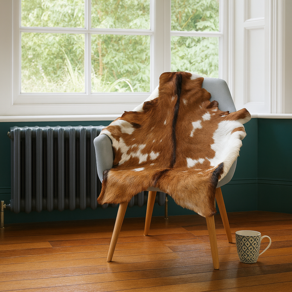 Authentic Dark Brown Goat Hide Rug - Rich Color and Unique Pattern for Home Styling