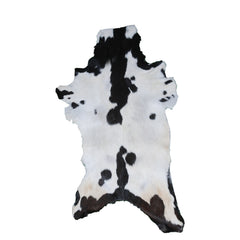 Decorative Black and White Goat Skin Rug - Genuine Leather for Sophisticated Spaces