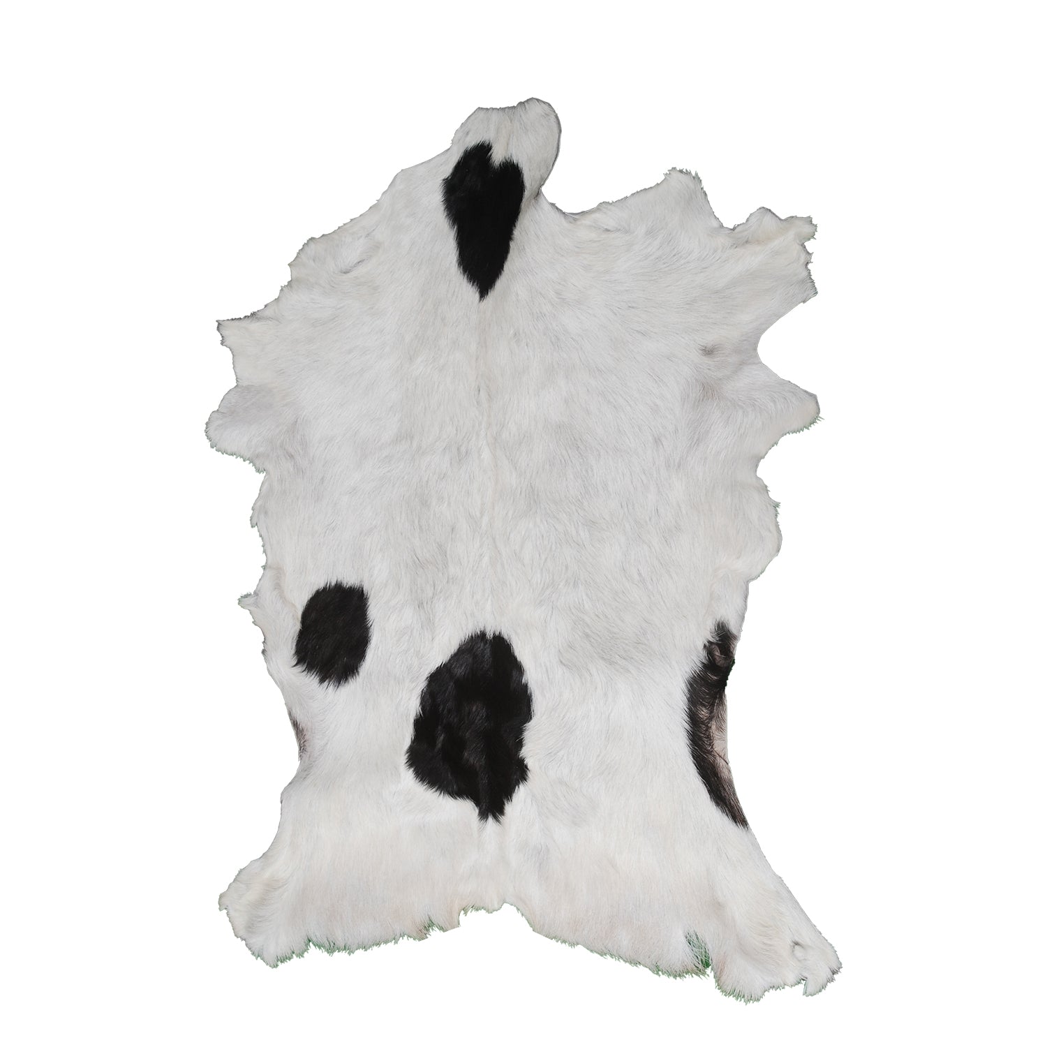 Luxurious Black and White Goat Skin Rug - Natural Hair-On Leather for Home Styling
