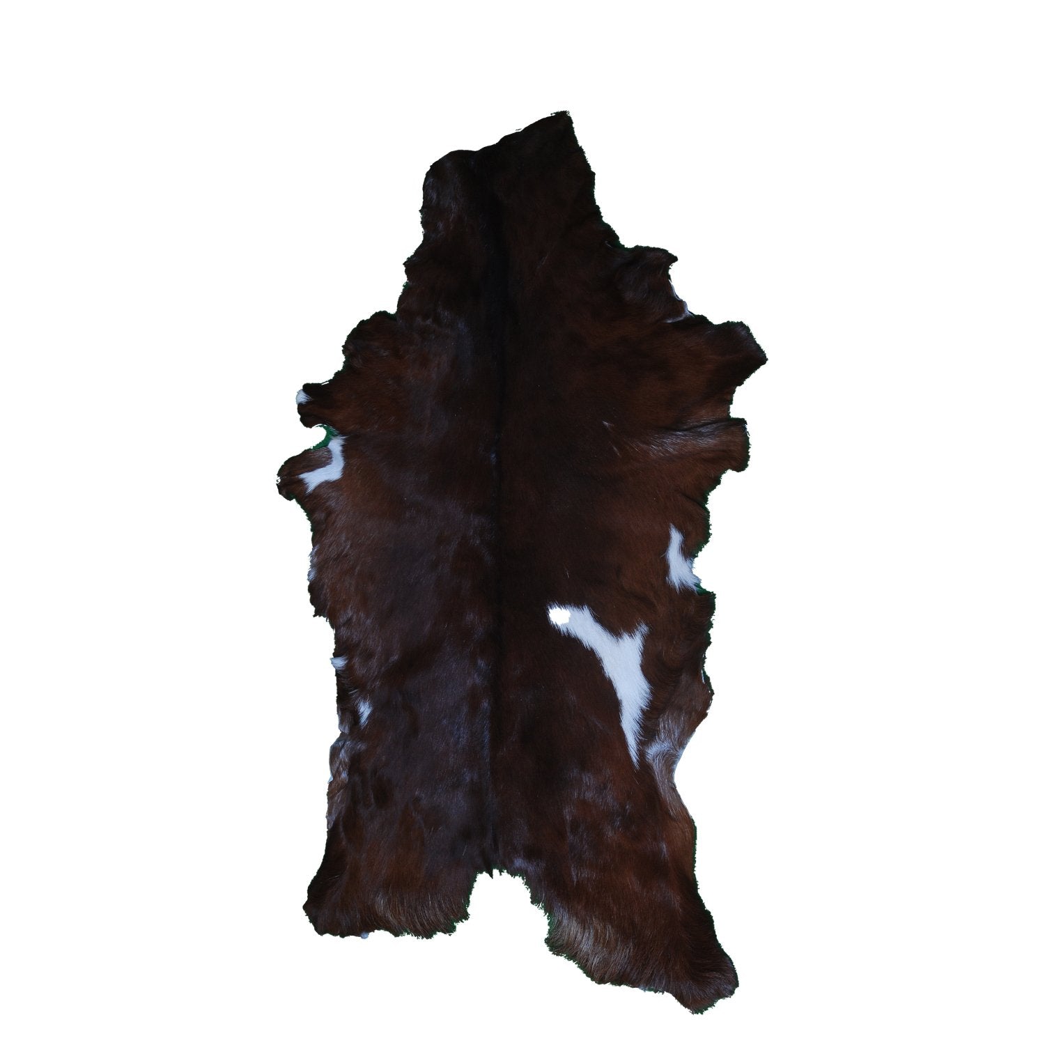Luxurious Brown and White Goat Hide Rug - Premium Handcrafted Hair-On Goatskin Rug for Elegant Home Decor - Celestial Leather Limited