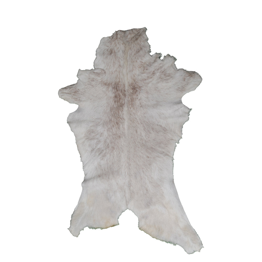 Luxurious Grey and White Natural Goat Skin Rug for Tranquil Wall Decor - Celestial Leather Limited