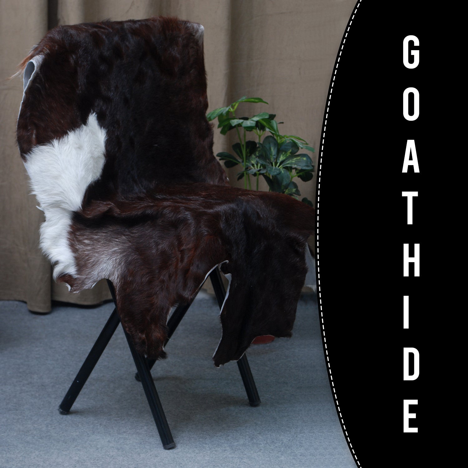 Stylish Black and White Goat Hide Rug - Unique Natural Pattern for Modern Homes