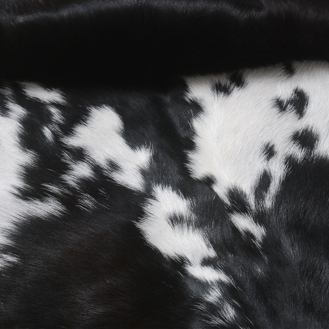 Genuine Goat Skin Rug - Black and White Pattern for Rustic Home Style