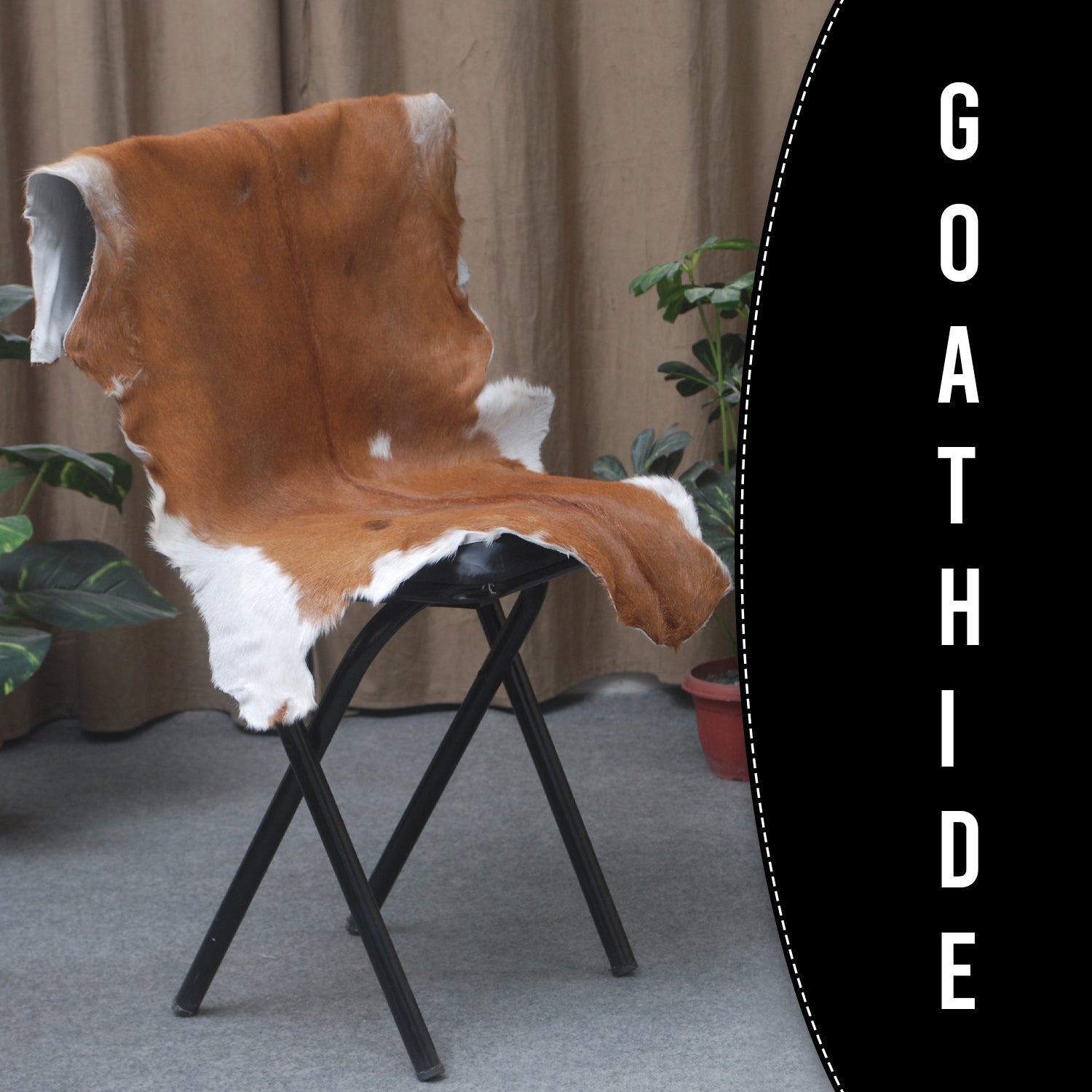 Natural Dark Brown Goat Hide Rug - Perfect for Modern and Rustic Spaces )