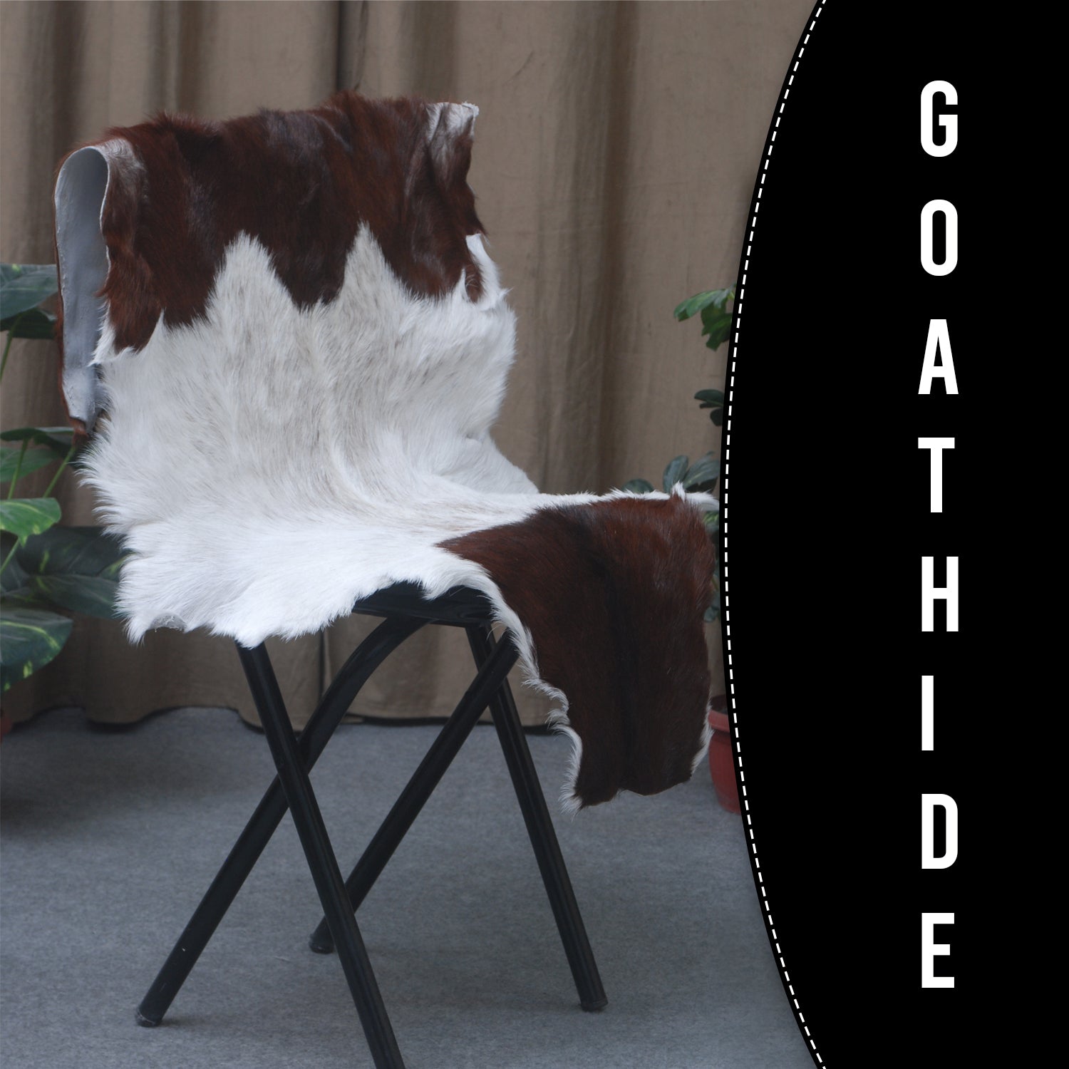 Luxurious Dark Brown Goat Skin Rug - Genuine Hair-On Leather for Elegant Décor