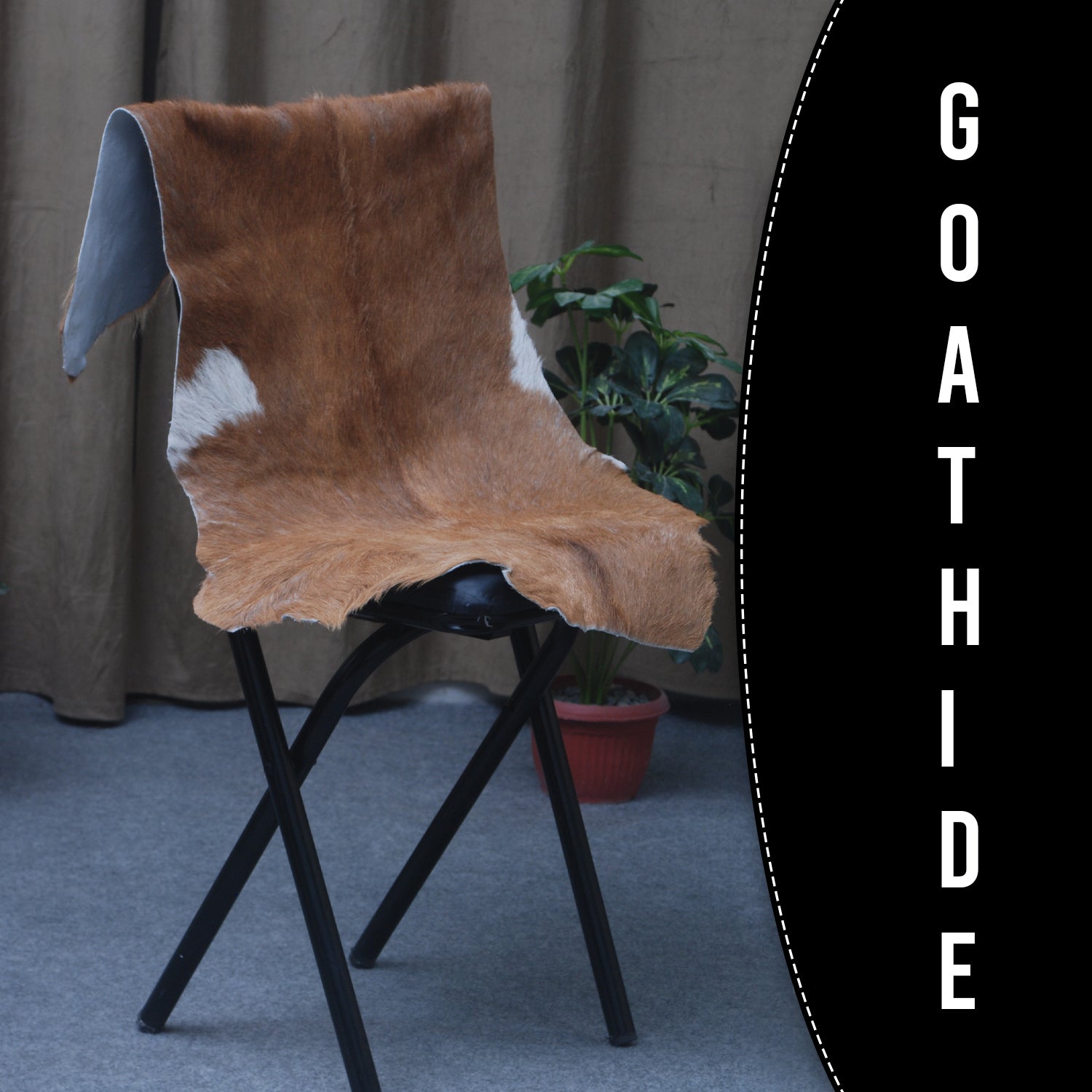 Elegant Brown and White Goat Hide Rug - Perfect Accent for Living Room or Bedroom