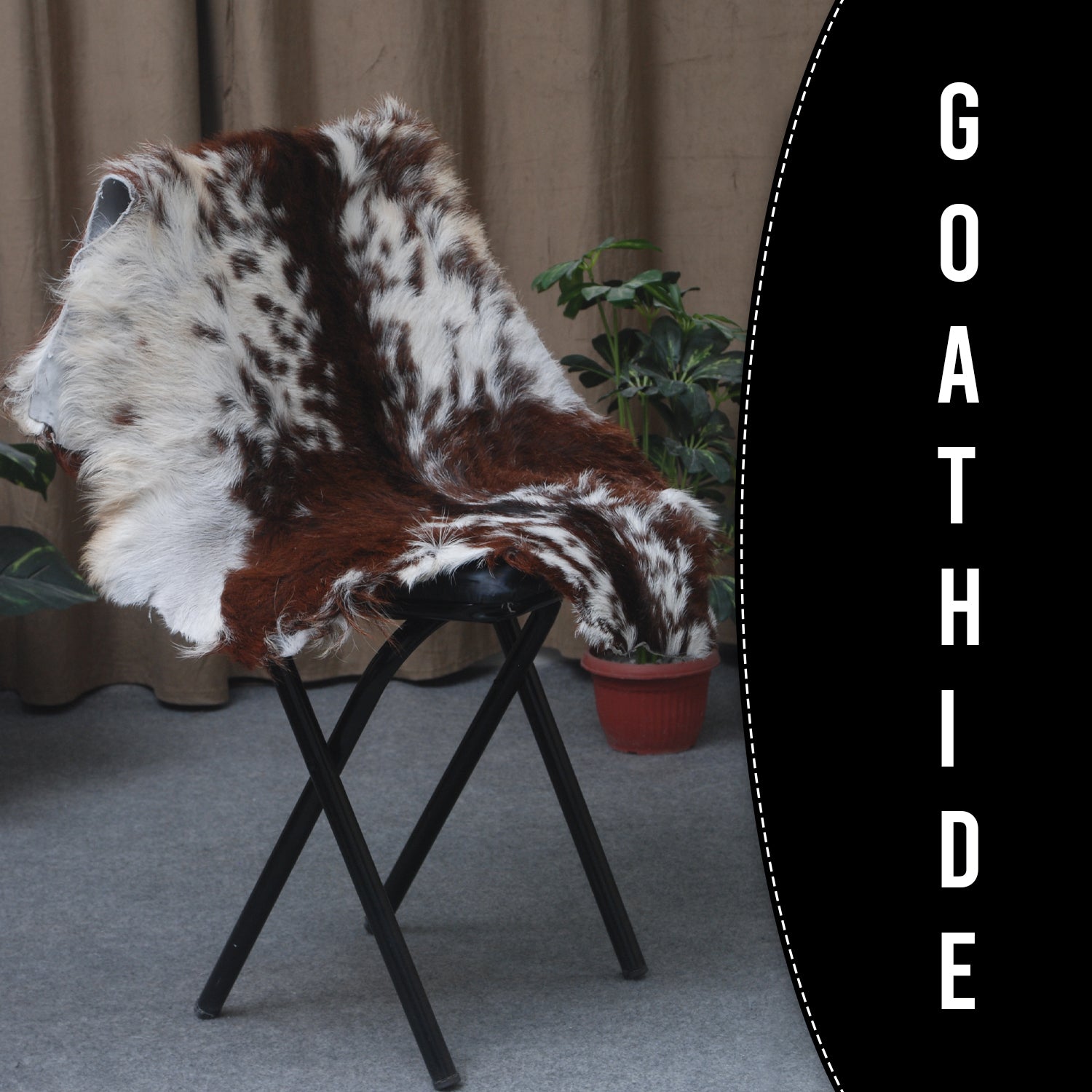 Premium Dark Brown Goat Hide Rug - Soft and Durable for Sophisticated Interiors