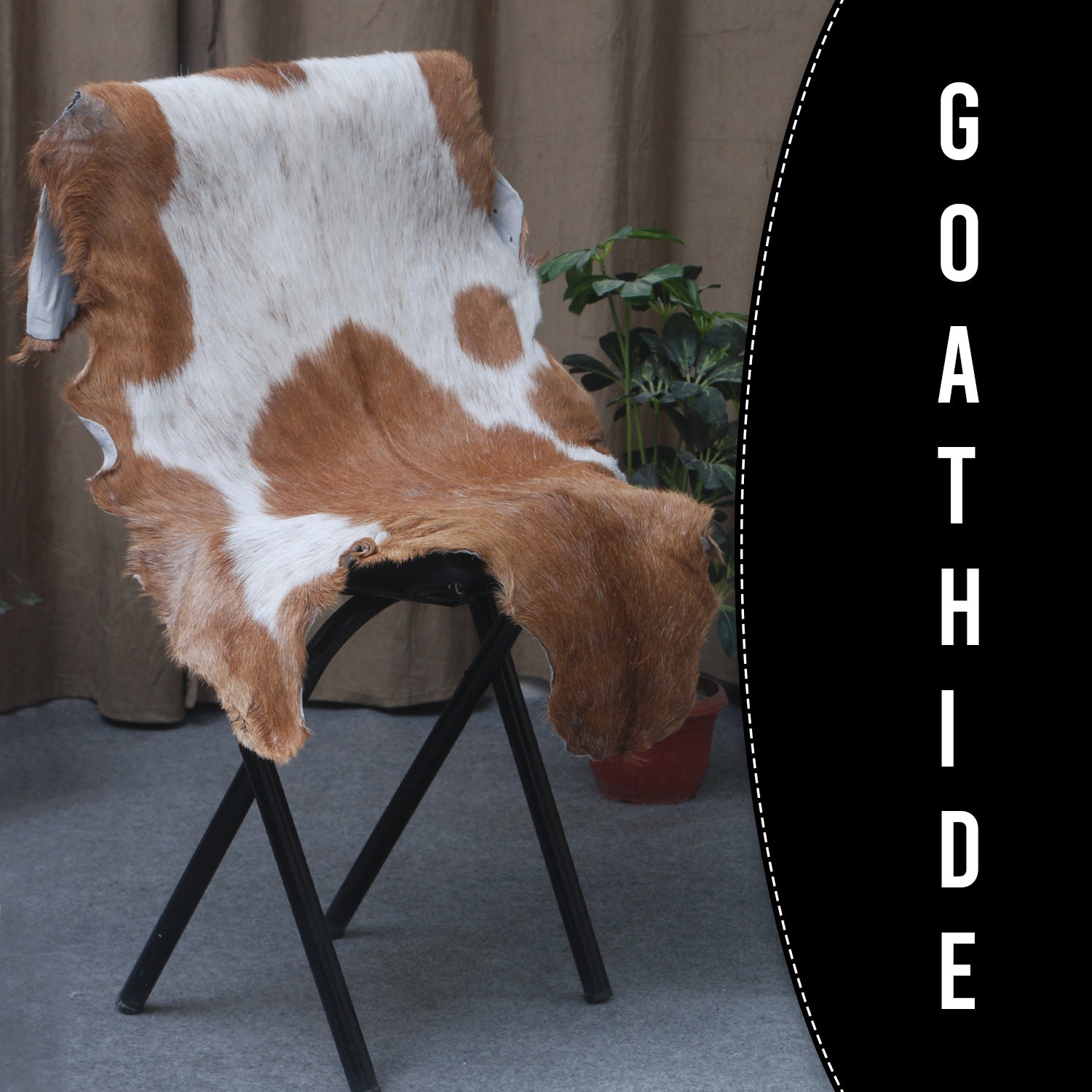 Luxurious Brown and Black Goat Skin Rug - Sustainable Hair-on Goat Hide Rug for Home Décor - Celestial Leather Limited