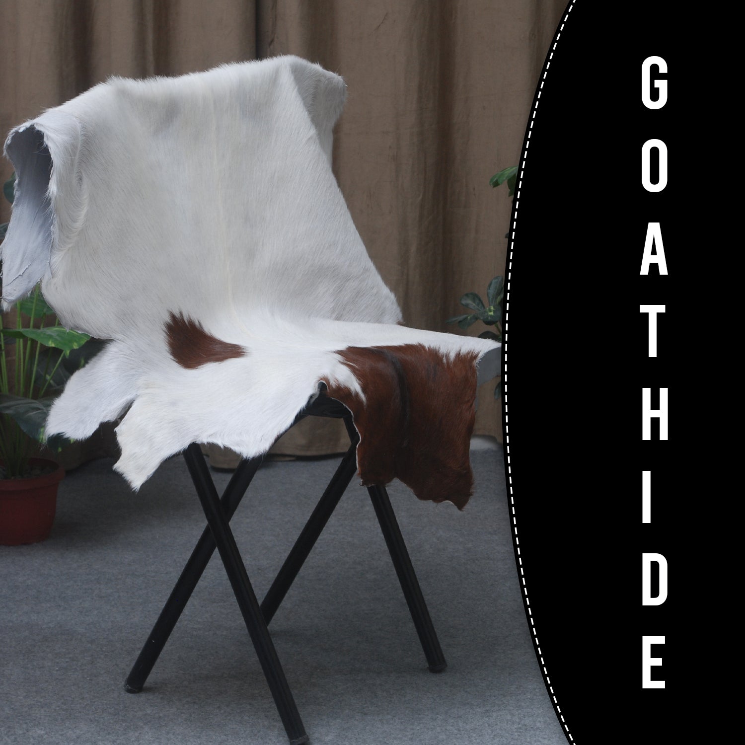 Rustic Dark Brown Goat Hide Rug - Genuine Leather for Timeless Home Styling