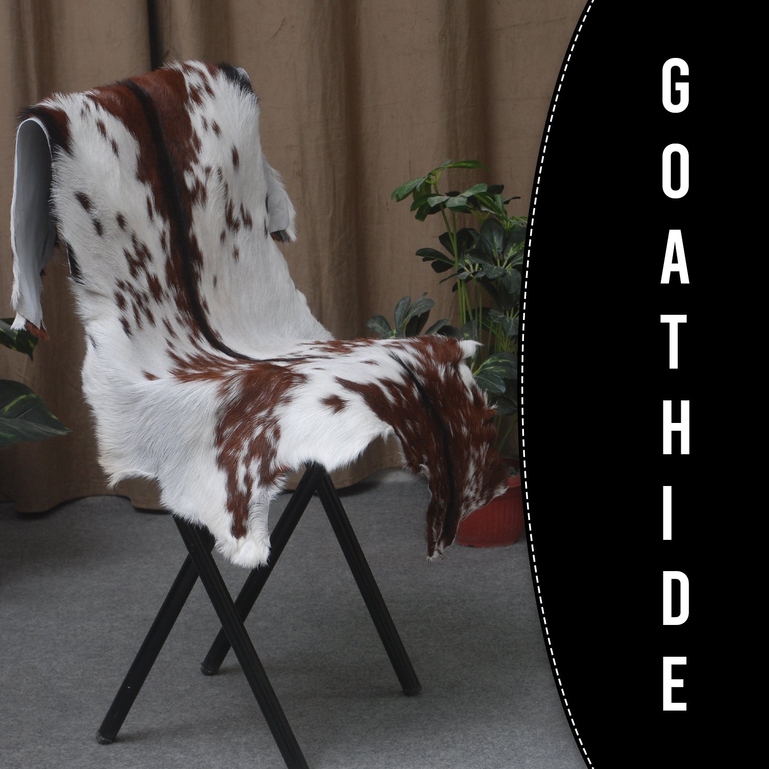 Dark Brown Rug - Soft, Durable, and Eco-Friendly - Handmade Pure Goat Skin Floor Rug - Non-Slip Suede Back