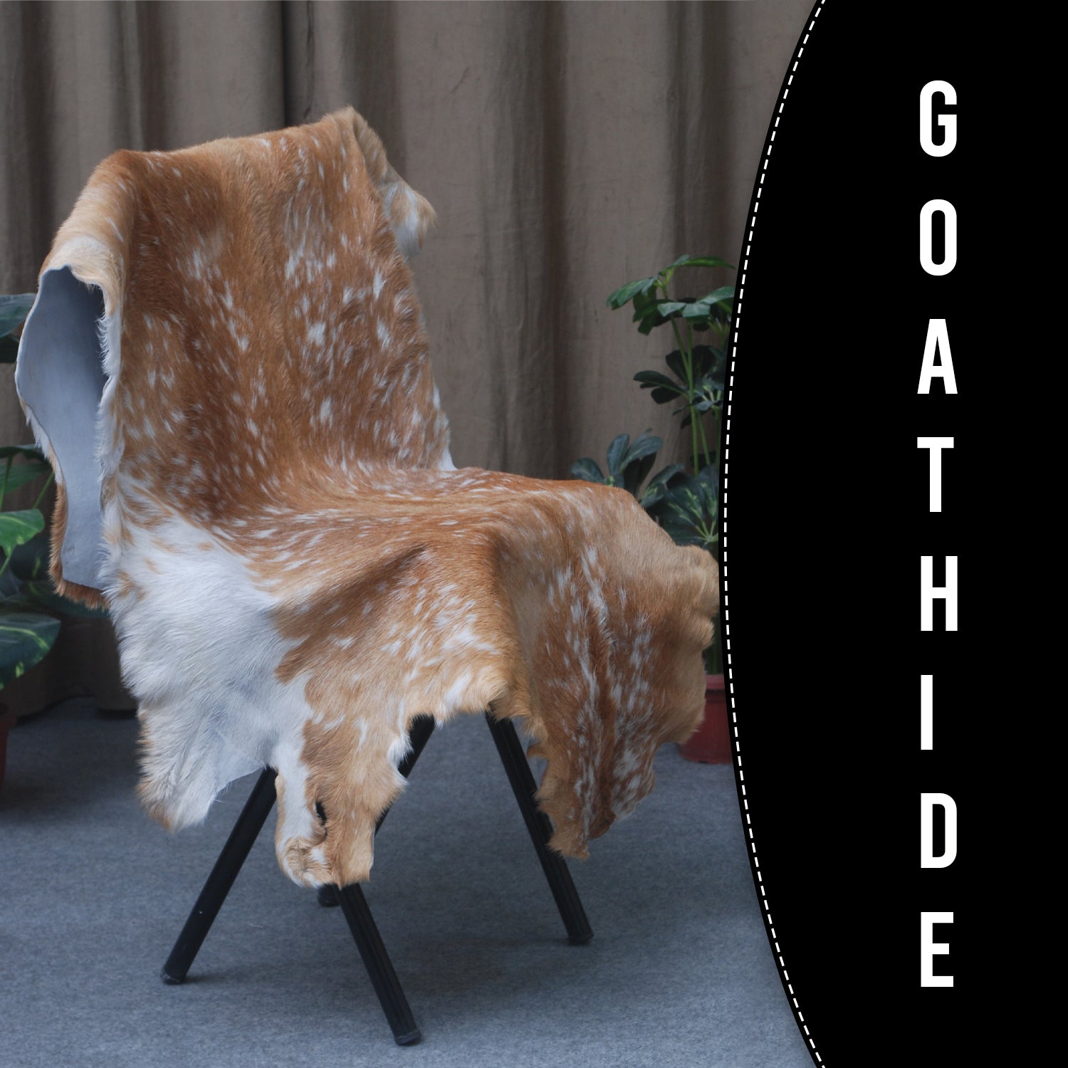 Natural Brown and White Goat Hide Rug - Luxurious Accent for Modern Homes