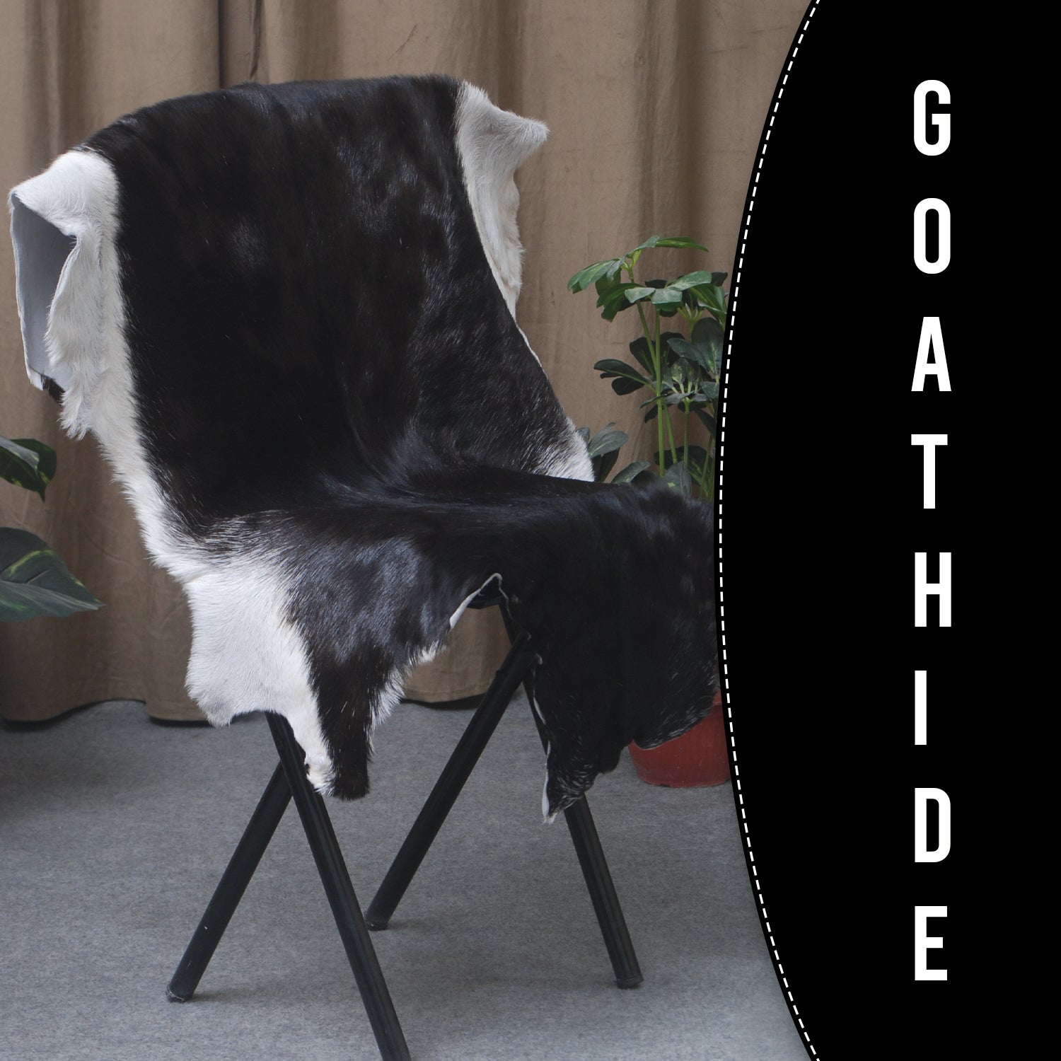 Goat Skin Rug, Black and white Handpicked for Quality, Unique Piece for Sale, Fast UK Delivery